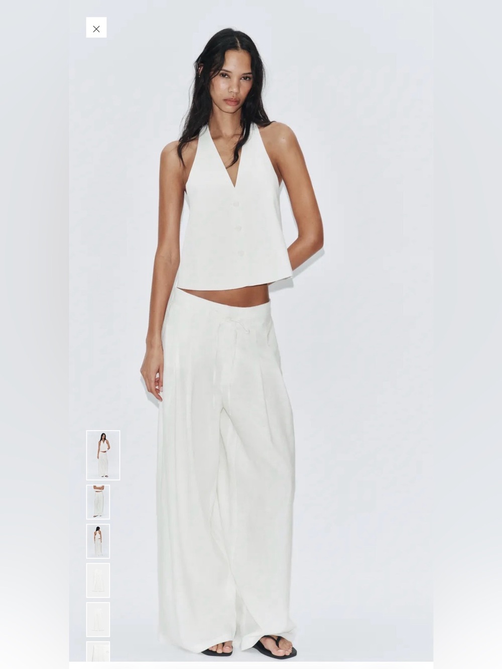 Zara White Wide-Leg Pants - Women